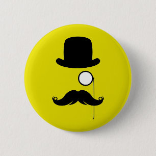 Schnurrbart-Schnurrbart Stache Mann mit Gläsern Button