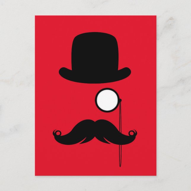 Schnurrbart-Schnurrbart Stache Mann mit Gläsern Postkarte (Vorderseite)