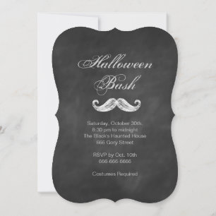 Schnurrbart-Schultafel-Halloween-Party-Einladung Einladung