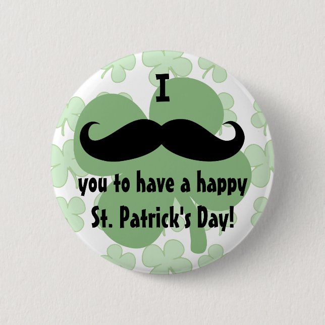 Schnurrbart-St Patrick TagesButton Button (Vorderseite)