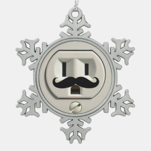 Schnurrbart-Stromanschluss Schneeflocken Zinn-Ornament