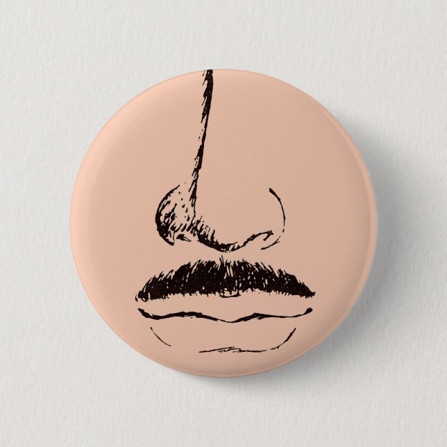 Schnurrbart-Surrealist-Pinback Button (Vorderseite)