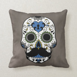 Schnurrbart-Tag des toten Zuckerschädels Kissen