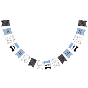 Schnurrbart-themenorientierte blaue u. schwarze wimpelkette