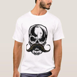 Schnurrbart Todeskopf Crane Hipster Skull Fantas T-Shirt