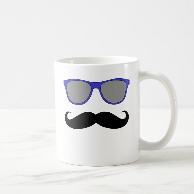 Schnurrbart und blauer Sonnenbrille-Humor Tasse (Rechts)