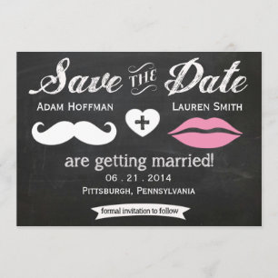 Schnurrbart und Lippen auf der Tafel - Rettet das  Save The Date