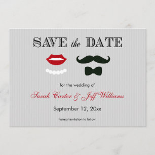 Schnurrbart und Lippen Grauer Streifen Speichern S Save The Date