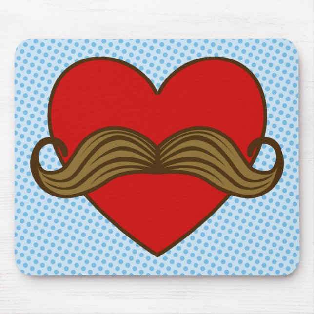 Schnurrbart-Valentinsgruß-Herz Mousepad (Vorne)