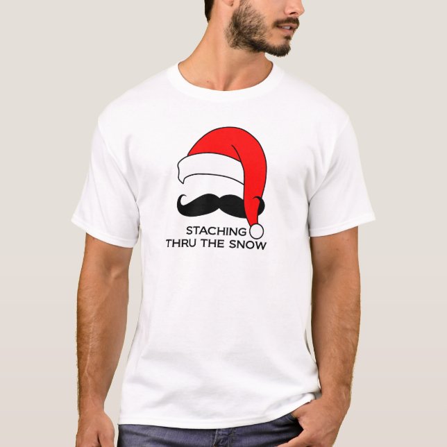 Schnurrbart-Weihnachten - Staching durch den T-Shirt (Vorderseite)
