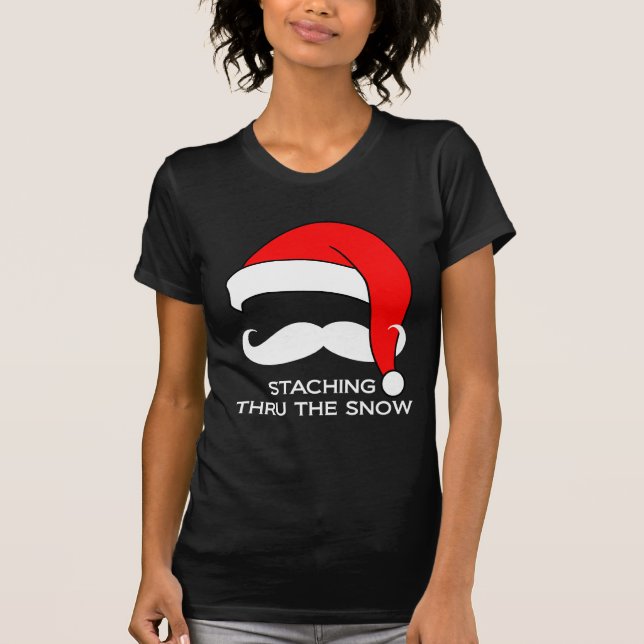 Schnurrbart-Weihnachten - Staching durch den T-Shirt (Vorderseite)