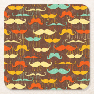 Schnurrbartmuster Rechteckiger Pappuntersetzer