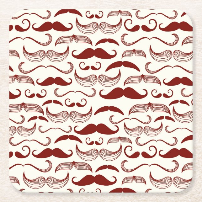 Schnurrbartmuster, Retro Art 3 Rechteckiger Pappuntersetzer (Vorderseite)