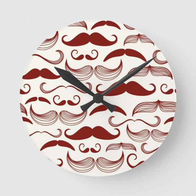 Schnurrbartmuster, Retro Art 3 Runde Wanduhr (Vorderseite)