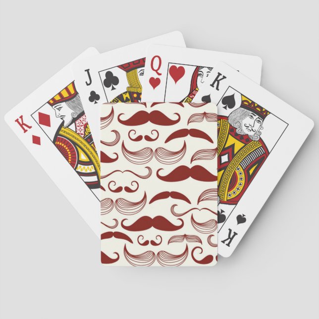 Schnurrbartmuster, Retro Art 3 Spielkarten (Rückseite)