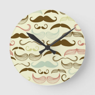 Schnurrbartmuster, Retro Art 4 Runde Wanduhr