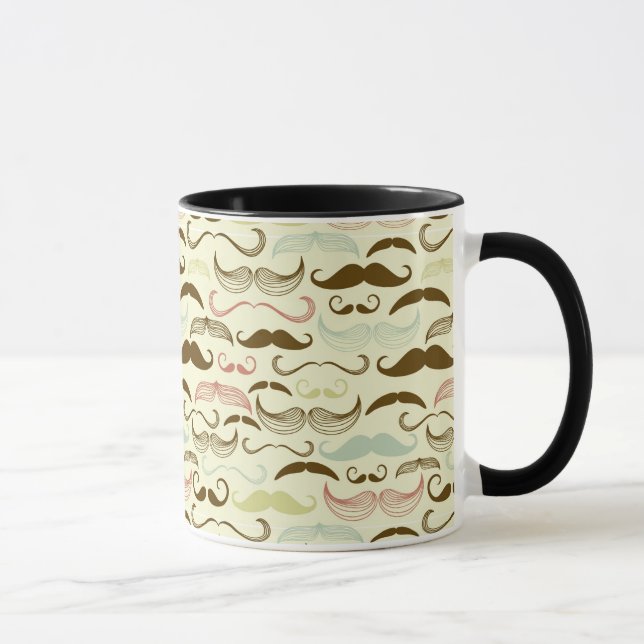 Schnurrbartmuster, Retro Art 4 Tasse (Rechts)