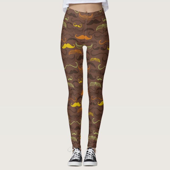 Schnurrbartmuster, Retro Art 5 Leggings (Vorderseite)