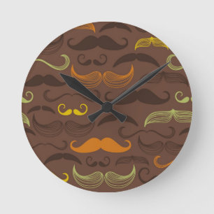 Schnurrbartmuster, Retro Art 5 Runde Wanduhr