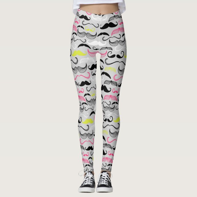 Schnurrbartmuster, Retro Art Leggings (Vorderseite)