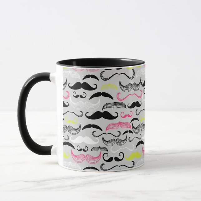 Schnurrbartmuster, Retro Art Tasse (Links)