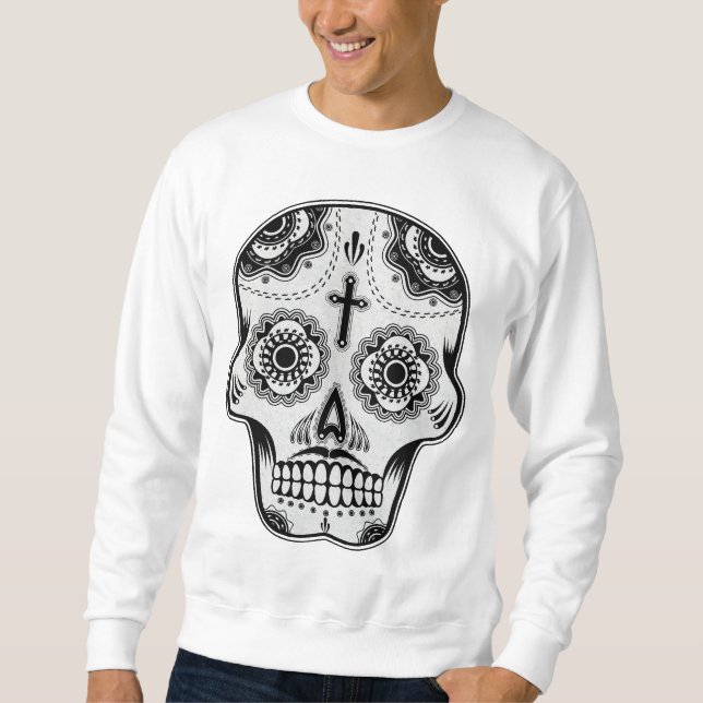 Schnurrbartzuckerschädel Sweatshirt (Vorderseite)