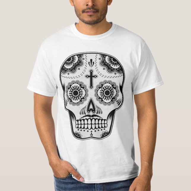 Schnurrbartzuckerschädel T-Shirt (Vorderseite)