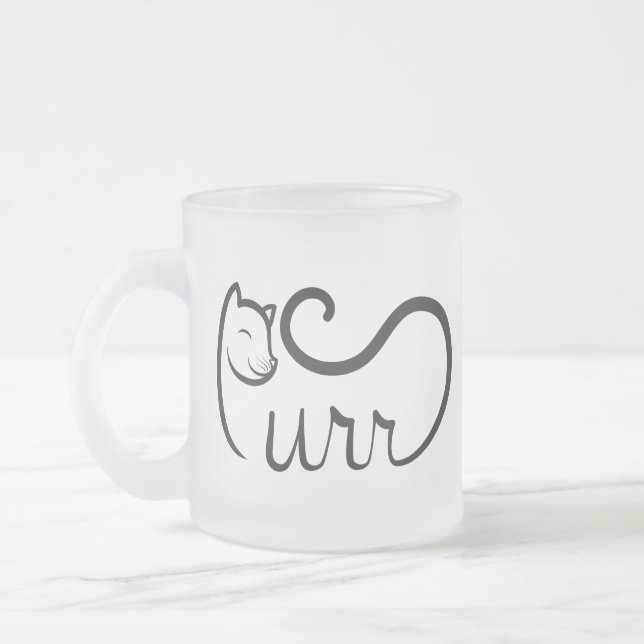 Schnurrende Typografie SCHWARZ Mattglastasse (Links)