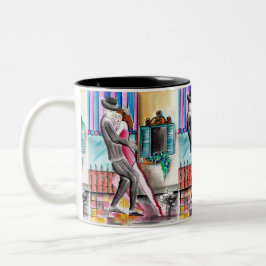 Schnurrender Tango - Ronroneando Zweifarbige Tasse