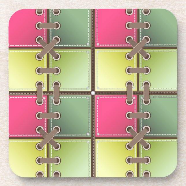 Schnürsenkel, rosa und grüne Mode Getränkeuntersetzer (Vorderseite)