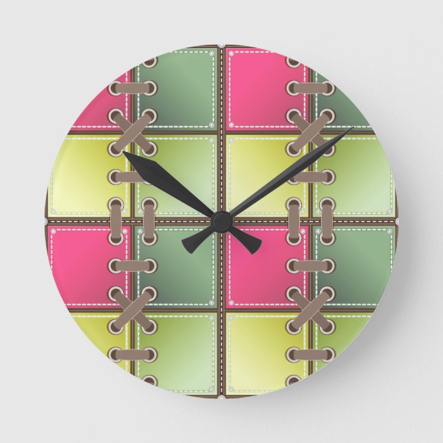 Schnürsenkel, rosa und grüne Mode Runde Wanduhr (Vorderseite)