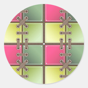 Schnürsenkel, rosa und grüne Mode Runder Aufkleber
