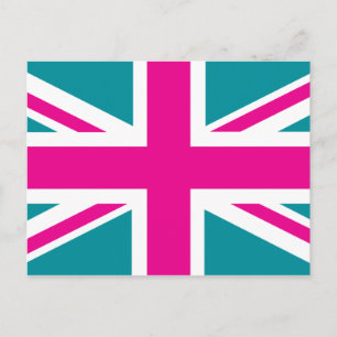 Schock Pink Union Jack British(UK) Flag Postkarte