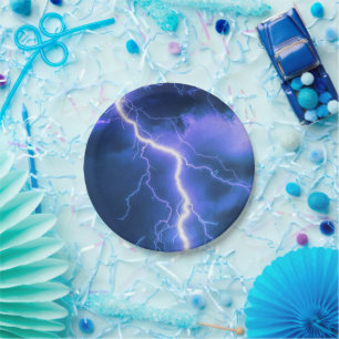 schockierender Blitzschlag Pappteller