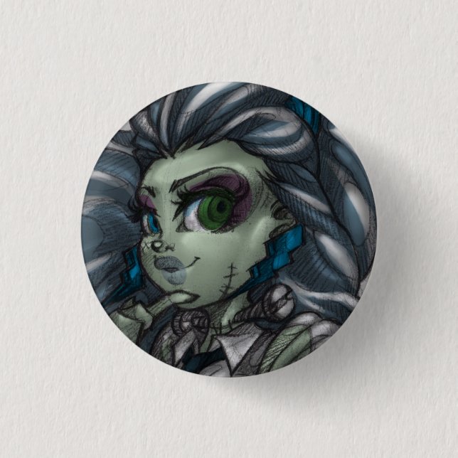 Schockierendes Monster-Mädchen-Button Button (Vorderseite)