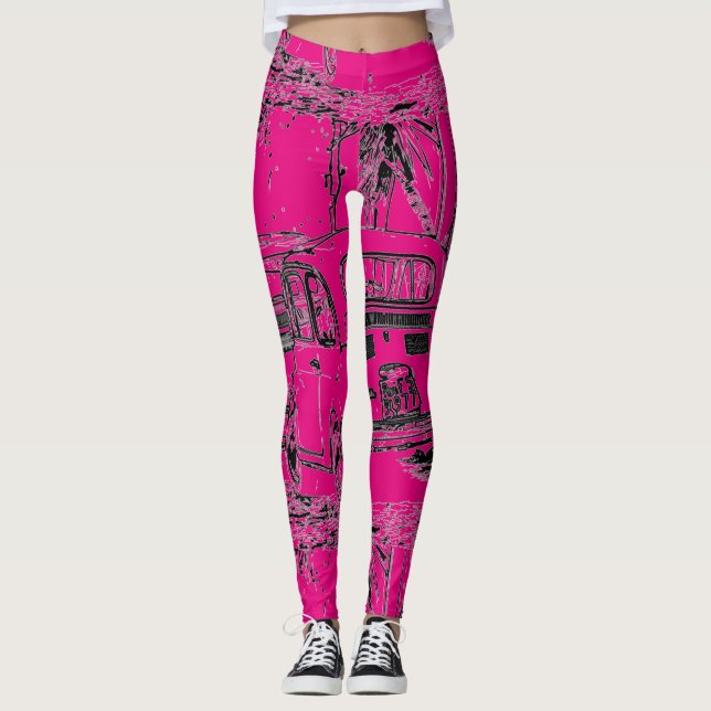 schockierendes, rosa cooles Comic Cartoon Kinderwa Leggings (Vorderseite)