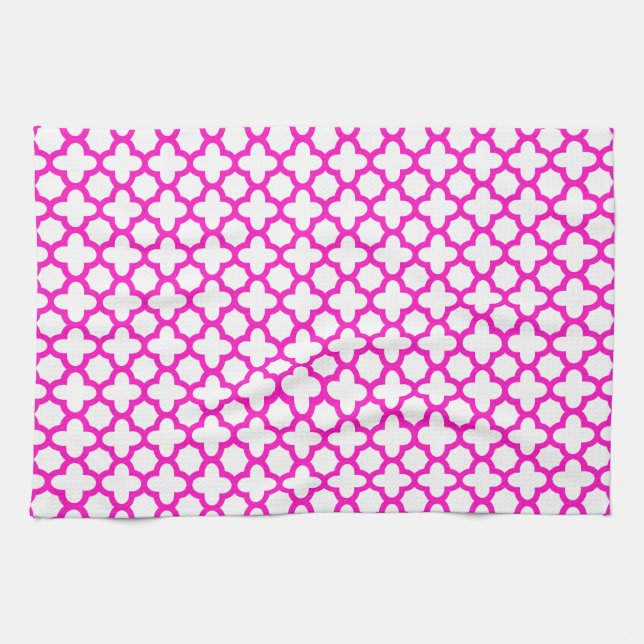 schockierendes rosa Quatrefolienmuster Handtuch (Horizontal)