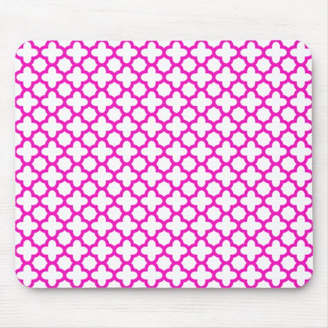 schockierendes rosa Quatrefolienmuster Mousepad (Vorne)