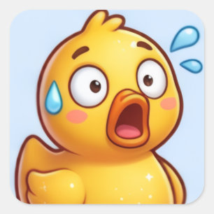 Schockierte Enten-Emote-Lustiger-Sticker Quadratischer Aufkleber