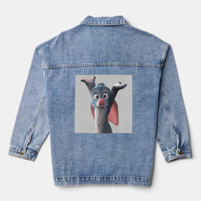 Schockierte Hasen-Cartoon-Kunst Jeansjacke (Rückseite)