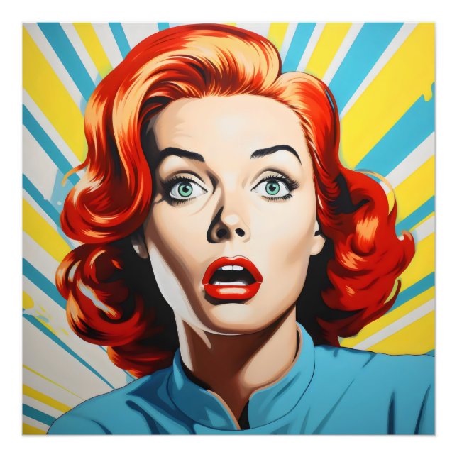 Schockierte weibliche Pop Kunst Fotodruck (Vorne)