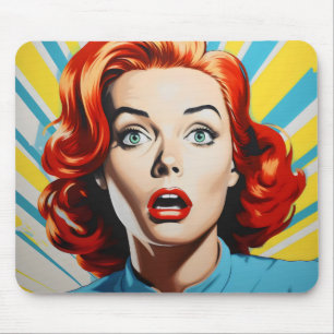 Schockierte weibliche Pop Kunst Mousepad