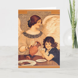 Schokolade Angel Französische Antike Feiertagskarte