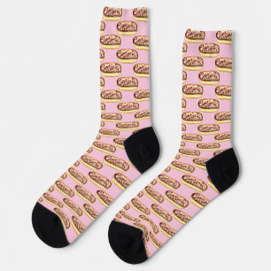 Schokolade Aquarellfarben Eclairs Donuts Socken