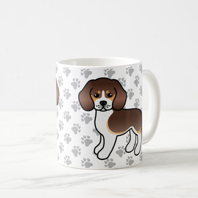 Schokolade Beagle Cartoon Dog & Paws Kaffeetasse (VorderseiteRechts)