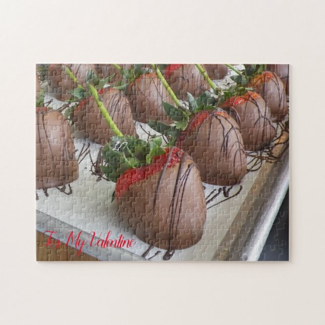 Schokolade bedeckte Erdbeeren Valentine Puzzle (Horizontal)