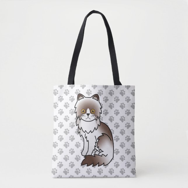 Schokolade Bi-Color Persischer Cartoon Kat & Paws (Vorderseite)