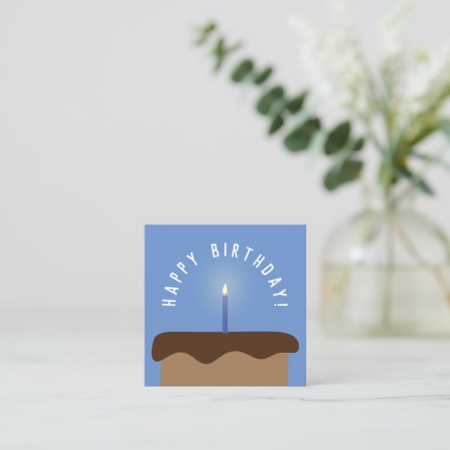 Schokolade Birthday Cake Lit Candle Cornflower Blu Mitteilungskarte (Stehend Vorderseite)