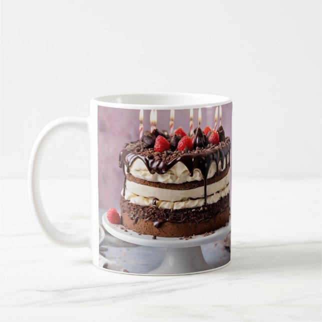 Schokolade Birthday Cake mit Erdbeeren, Kaffeetasse (Links)