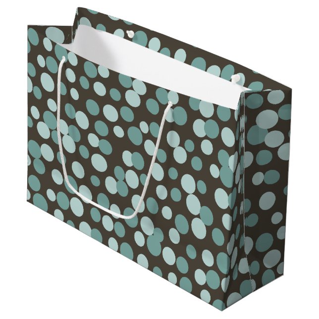 Schokolade Blue Dots Große Geschenktasche Große Geschenktüte (Vorderseite Schrägansicht)
